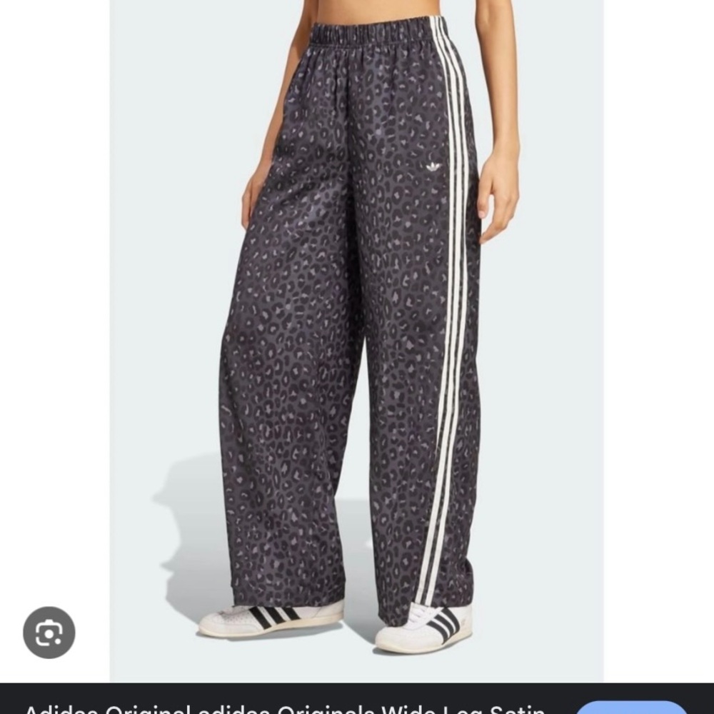 Adidas wide leg satin leopard pants